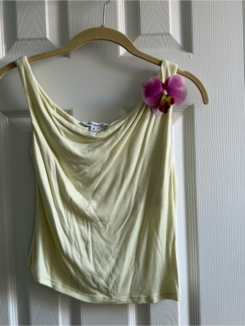 Yellow Off Shoulder Top with Orchid